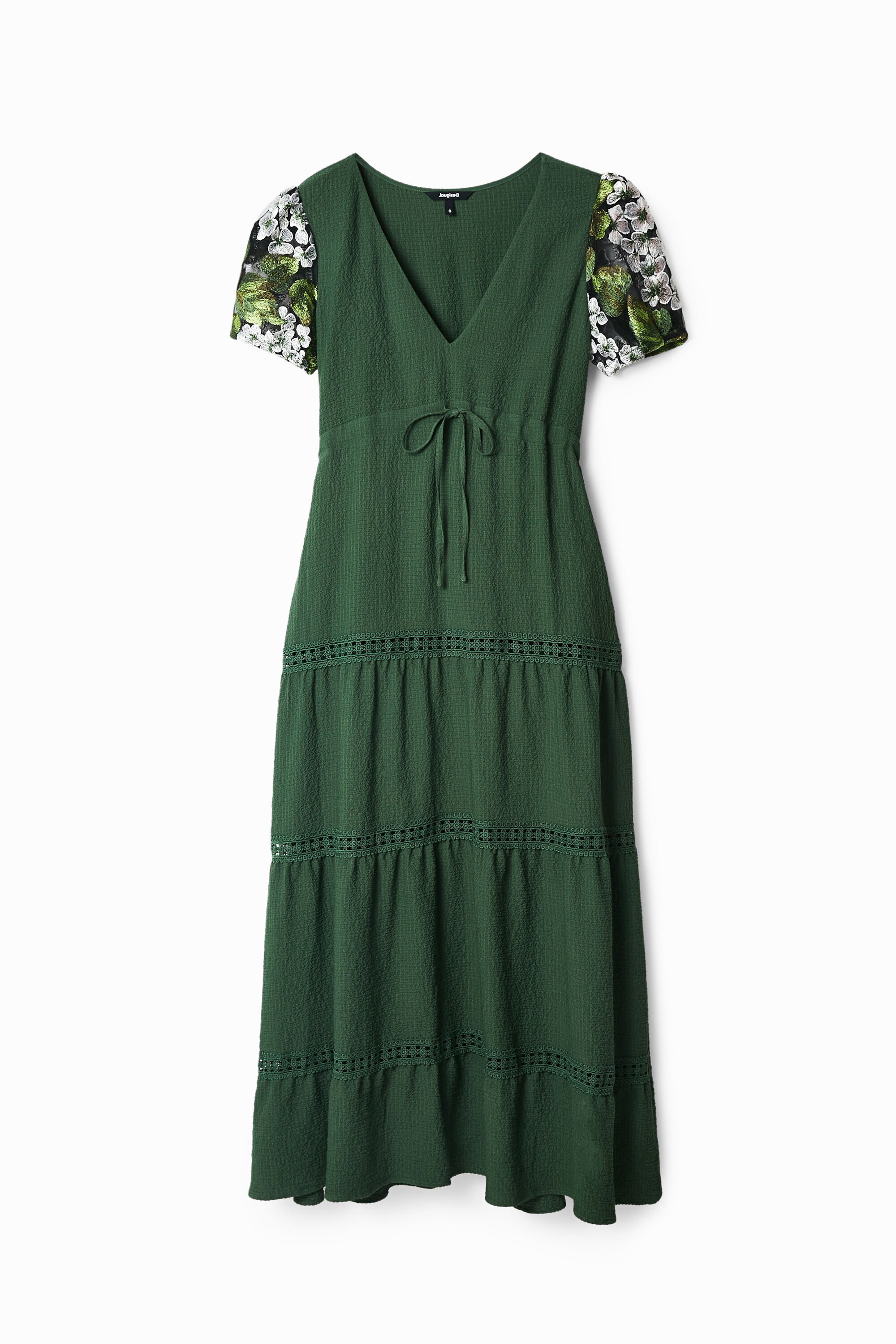 Vestido mangas bordadas