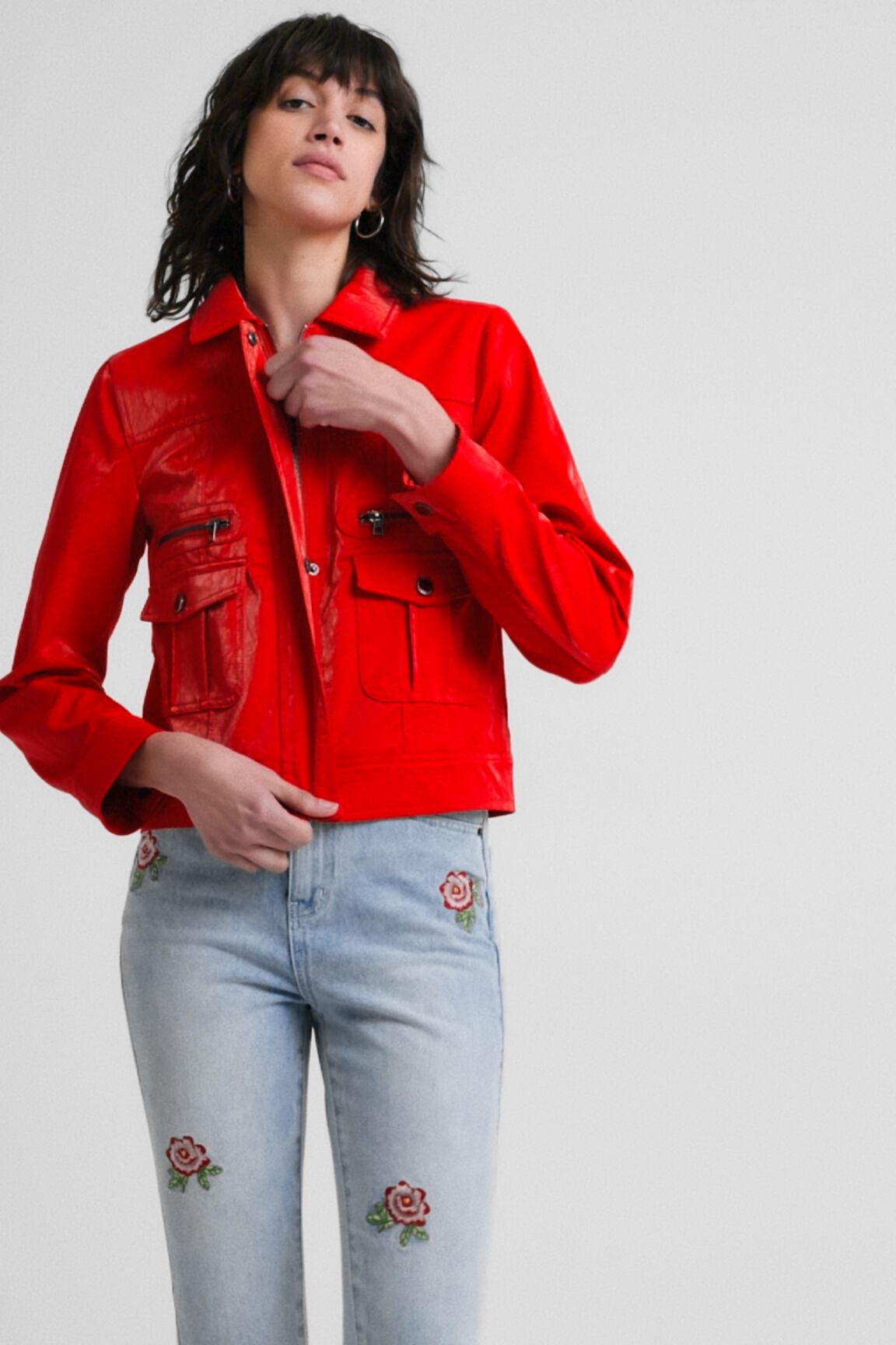 Chaqueta PU bolsillos