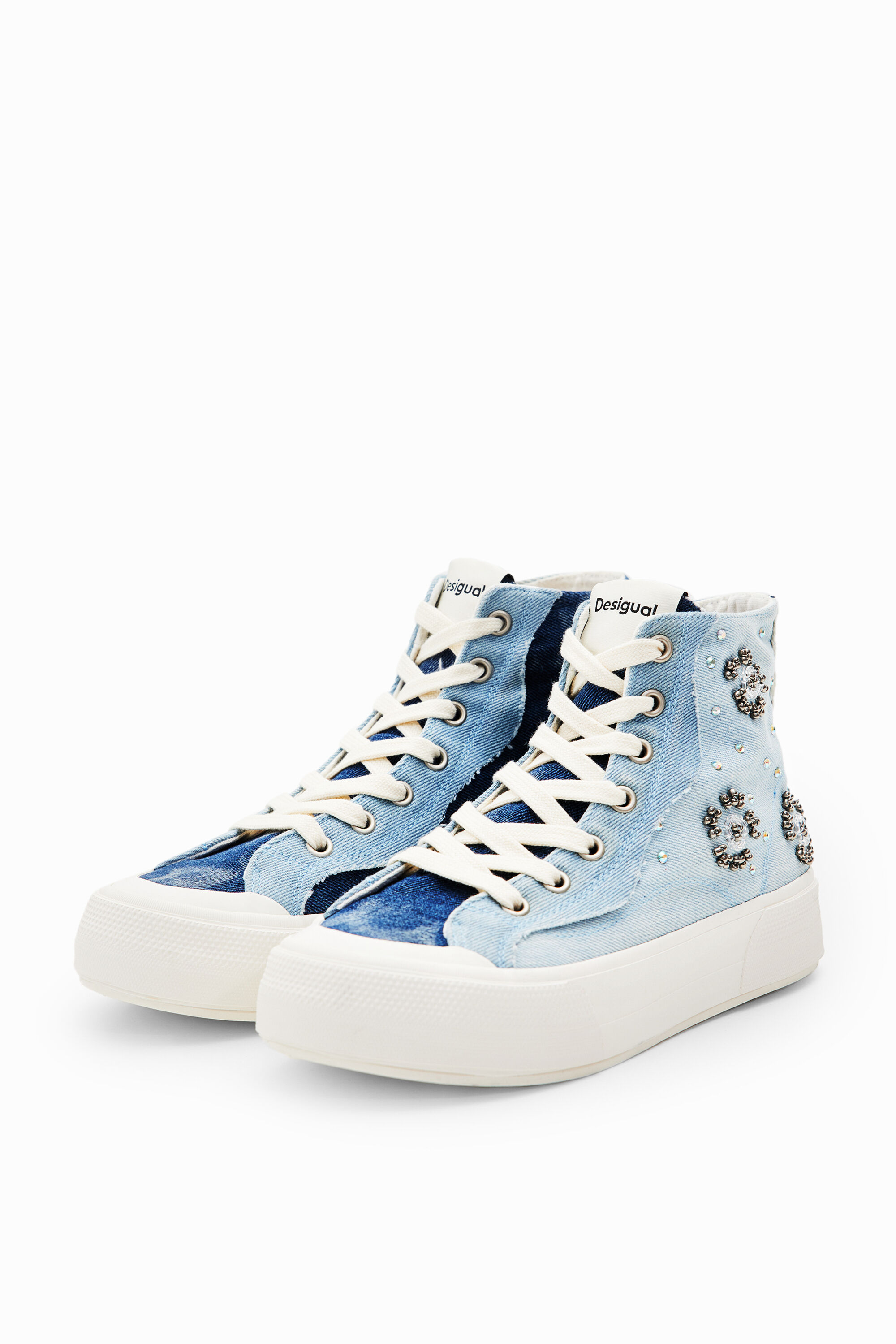 Sneakers ca&ntilde;a alta denim