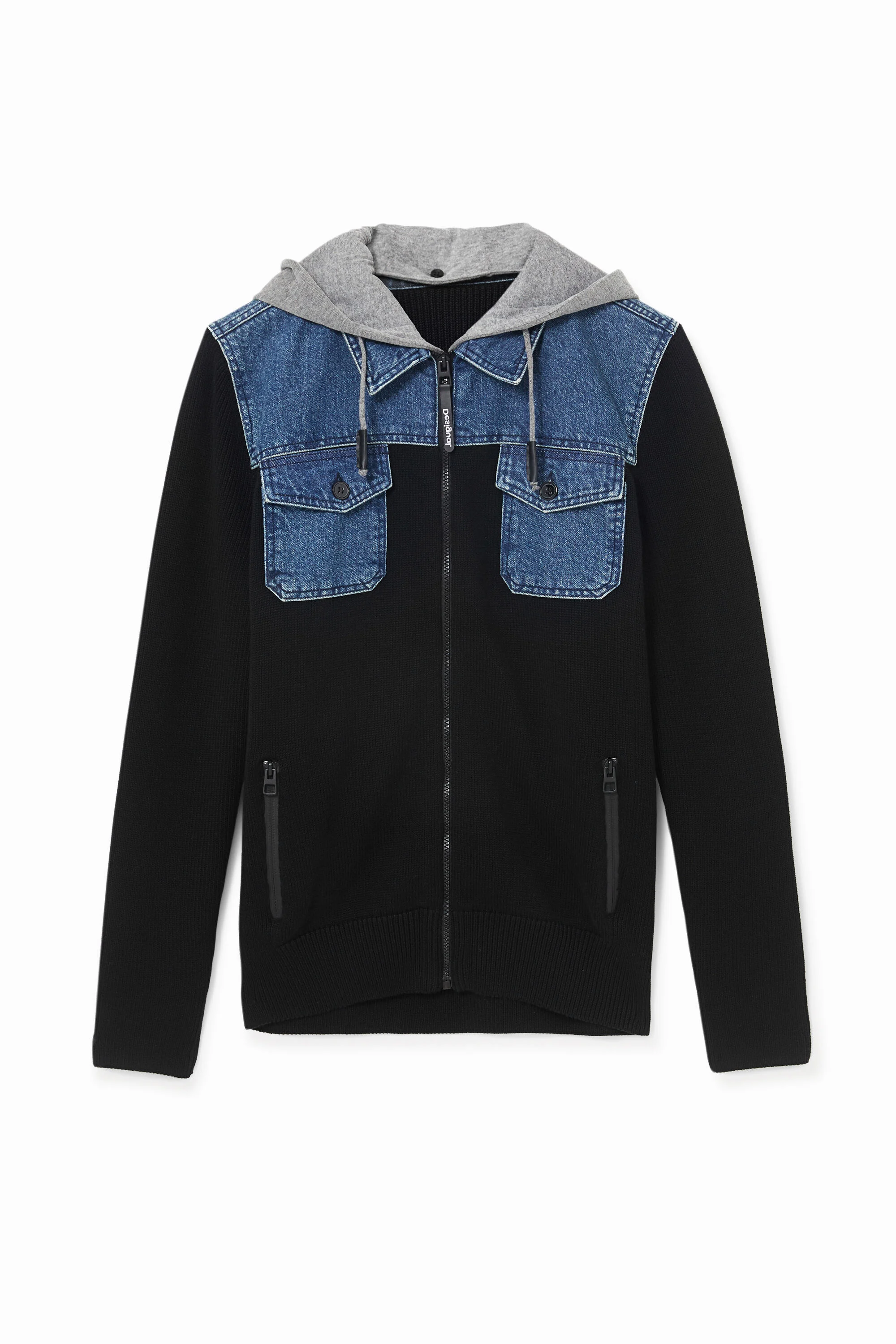 Sudadera capucha bimateria
