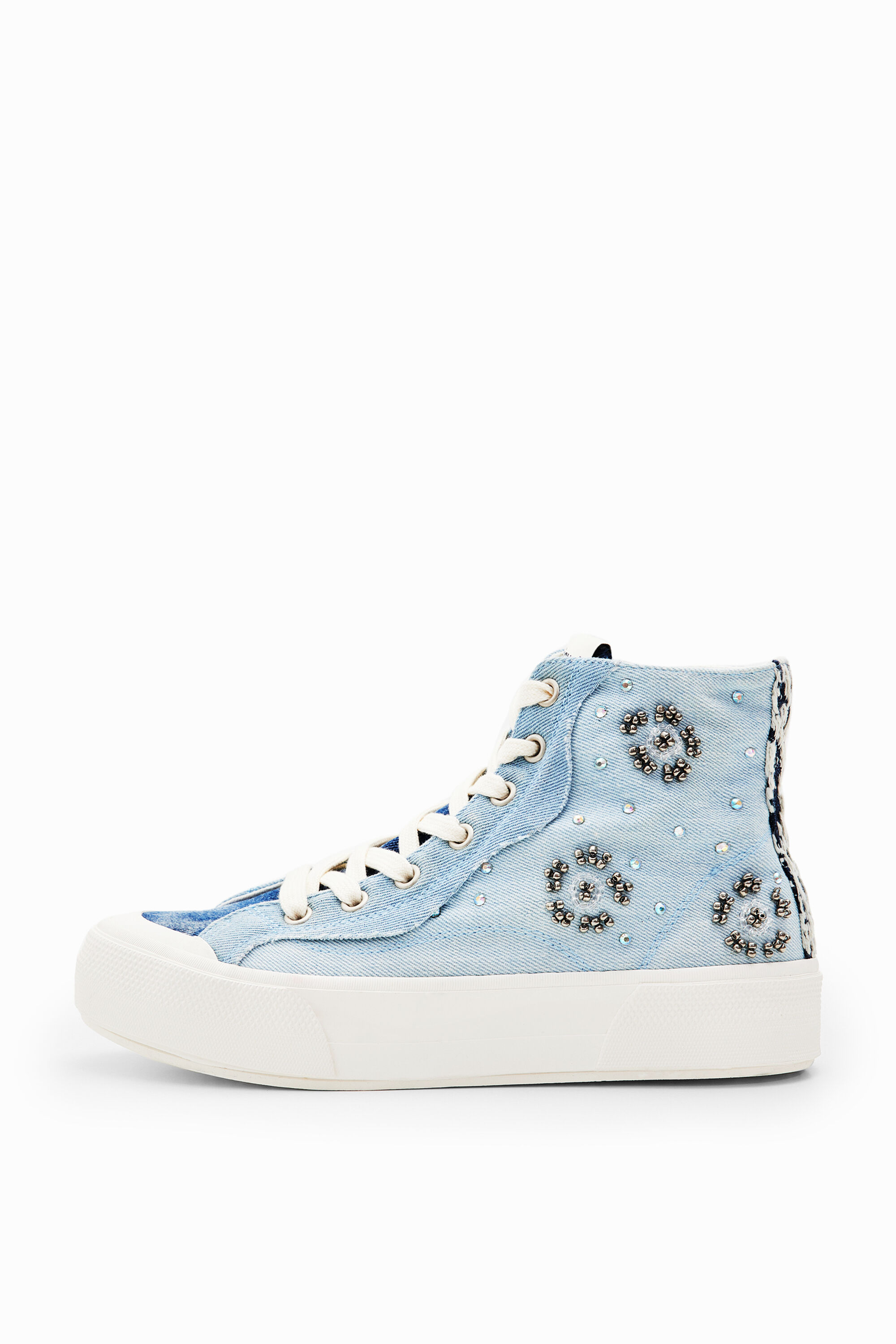 Sneakers ca&ntilde;a alta denim