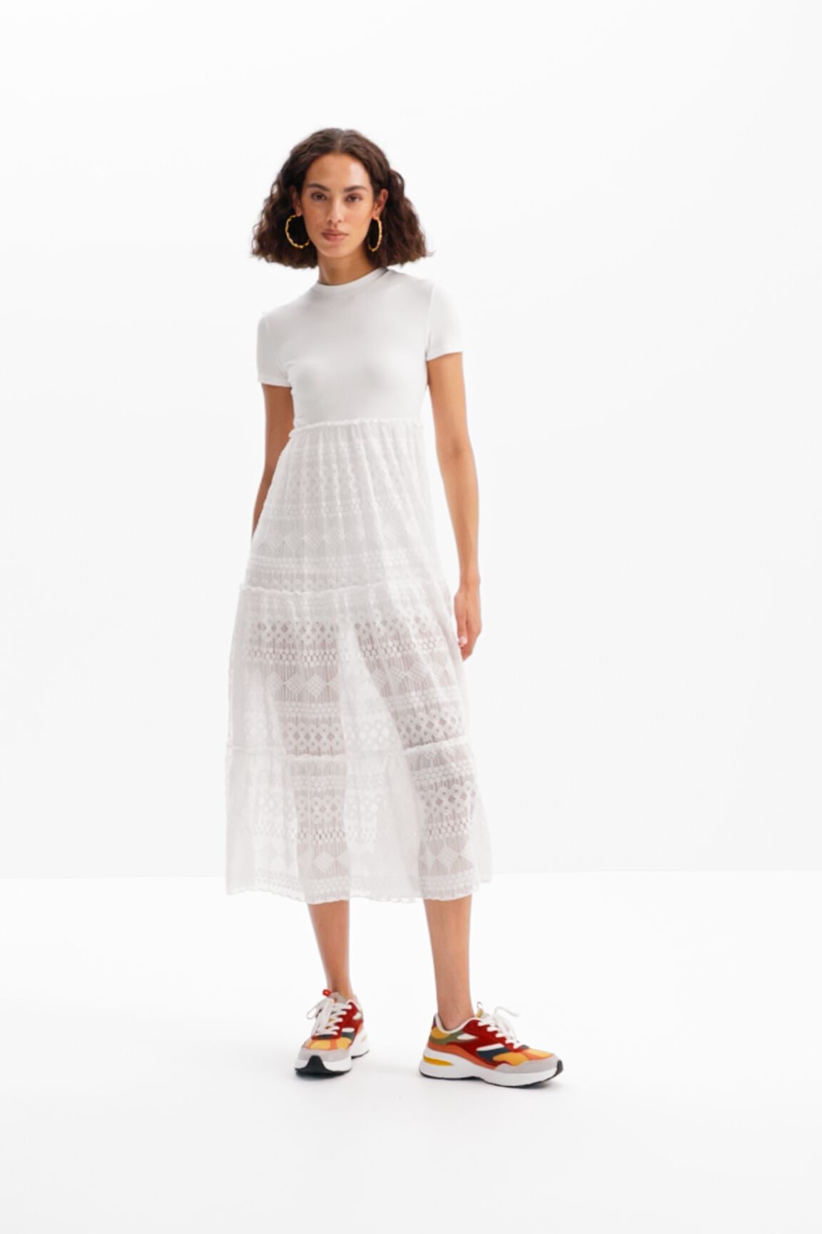 Vestido combinado midi tul