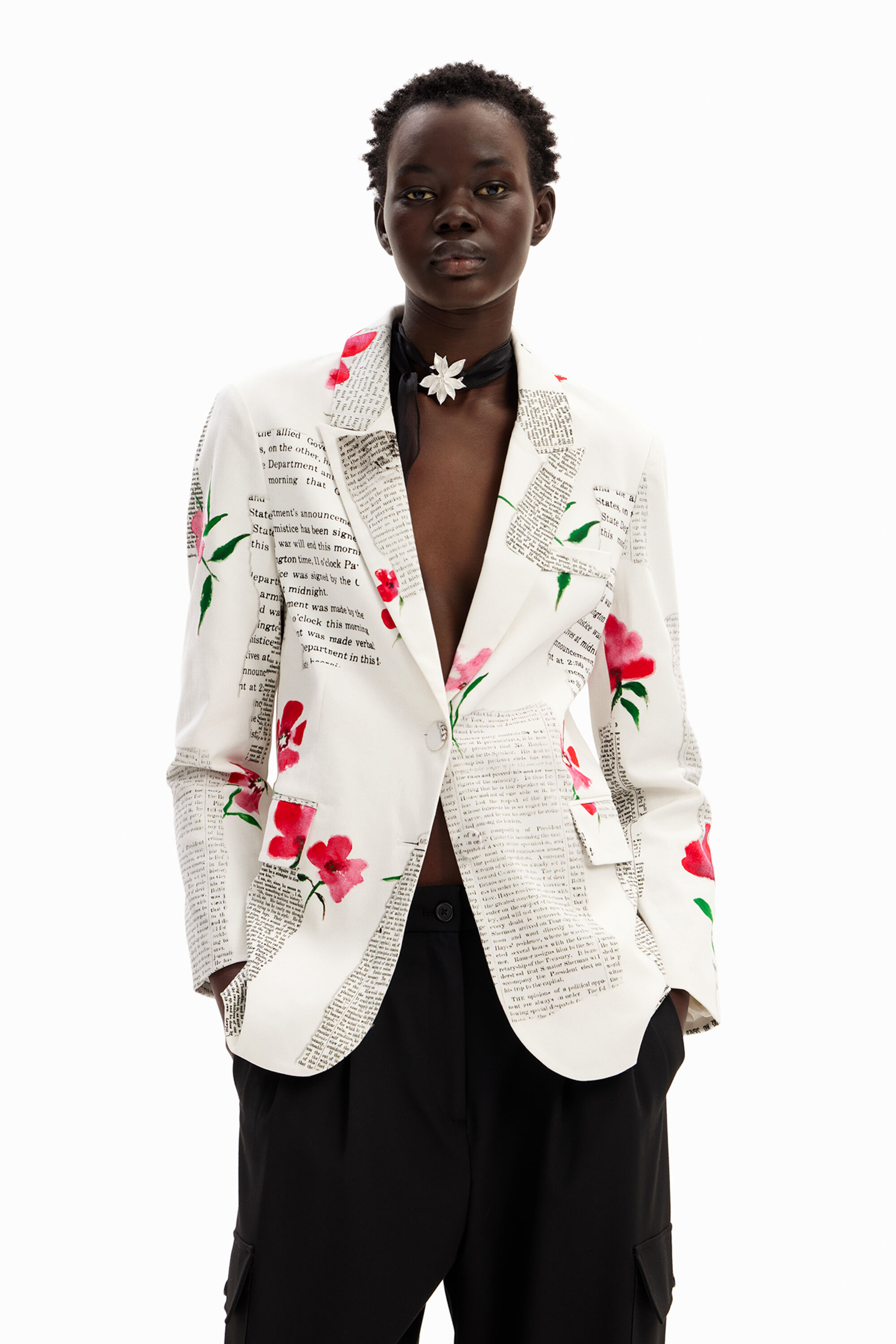 Blazer recta texto flores