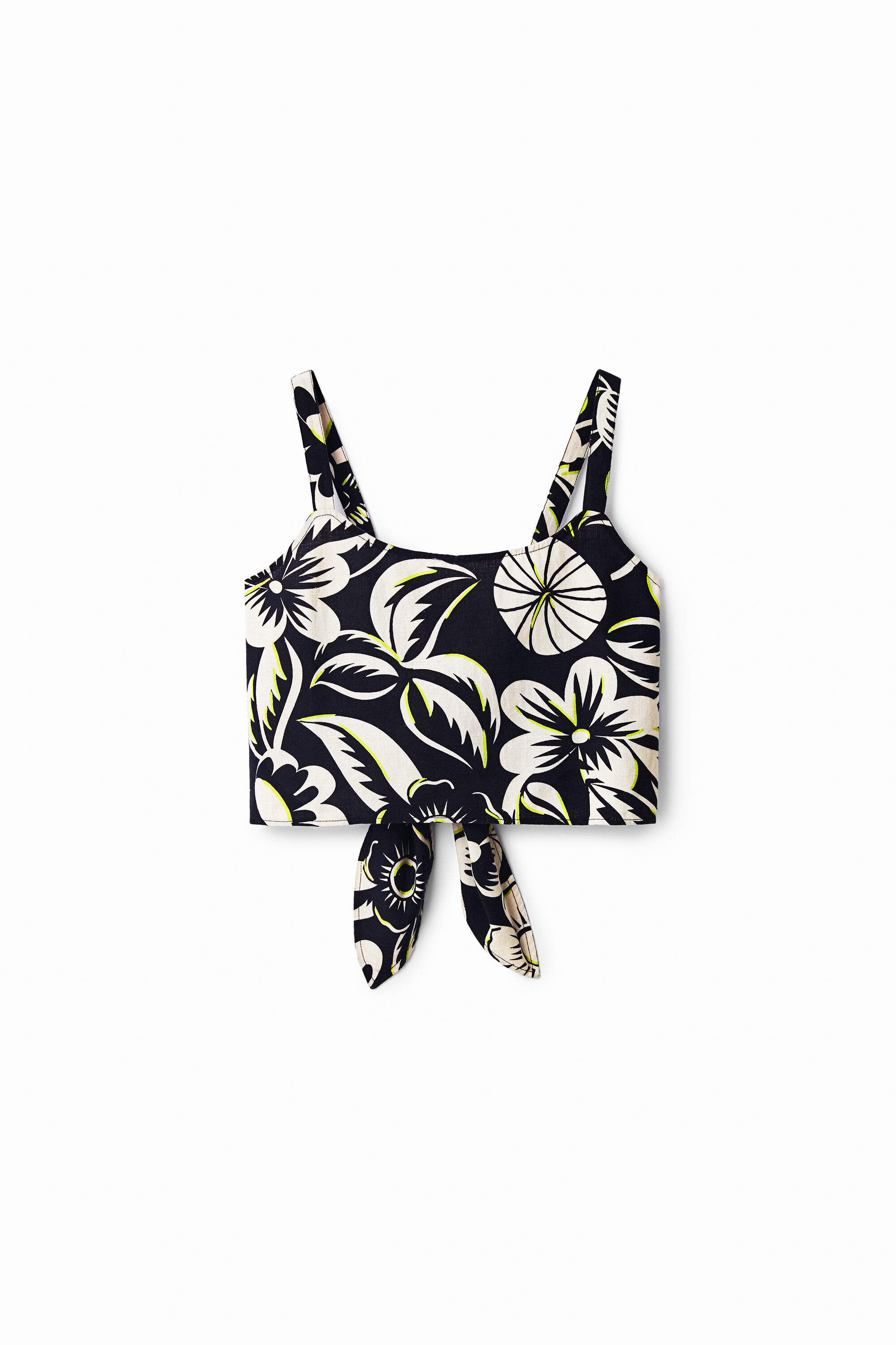 Top cropped tirantes flores
