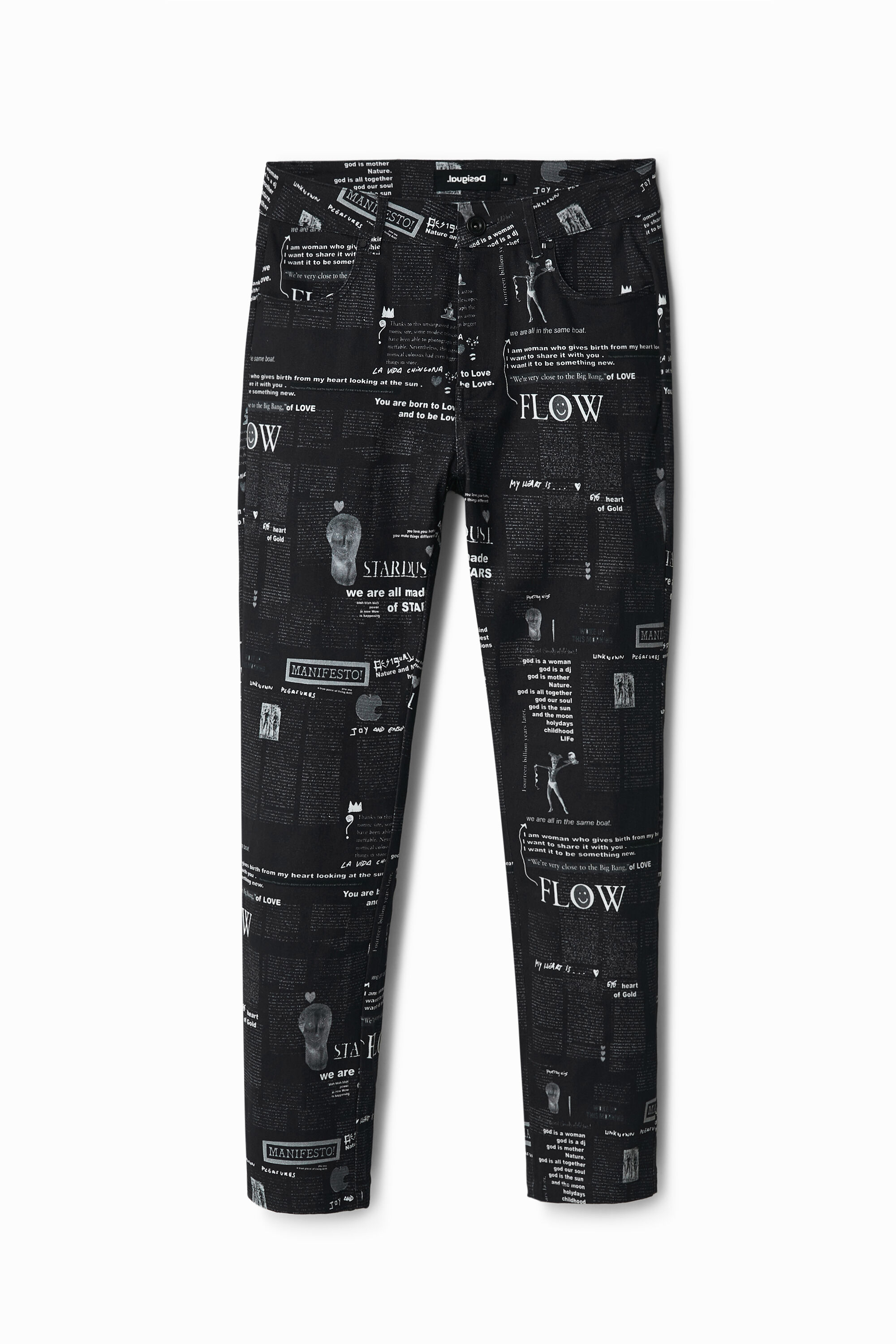 Pantal&oacute;n slim estampado peri&oacute;dico