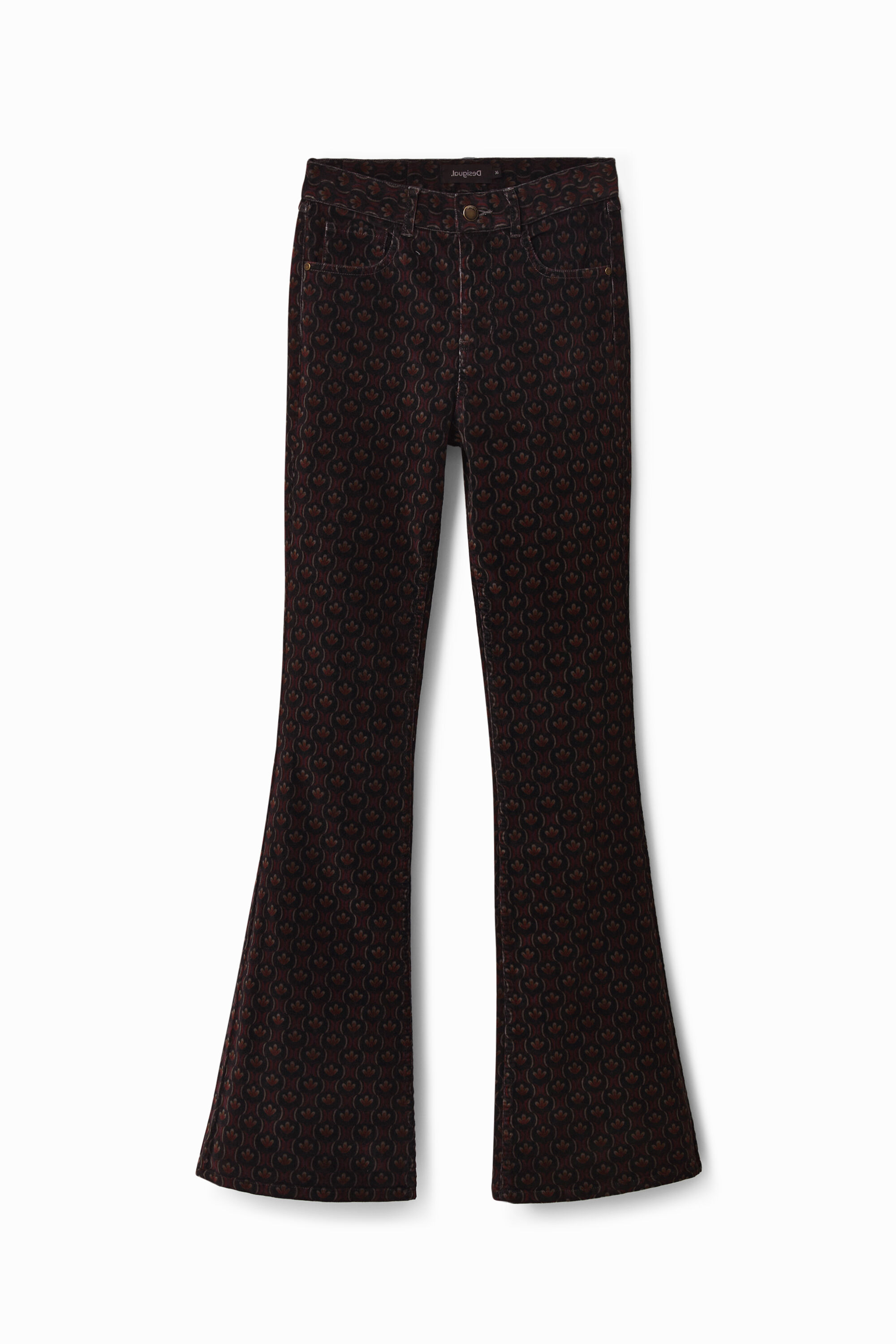 Pantal&oacute;n pana estampado retro