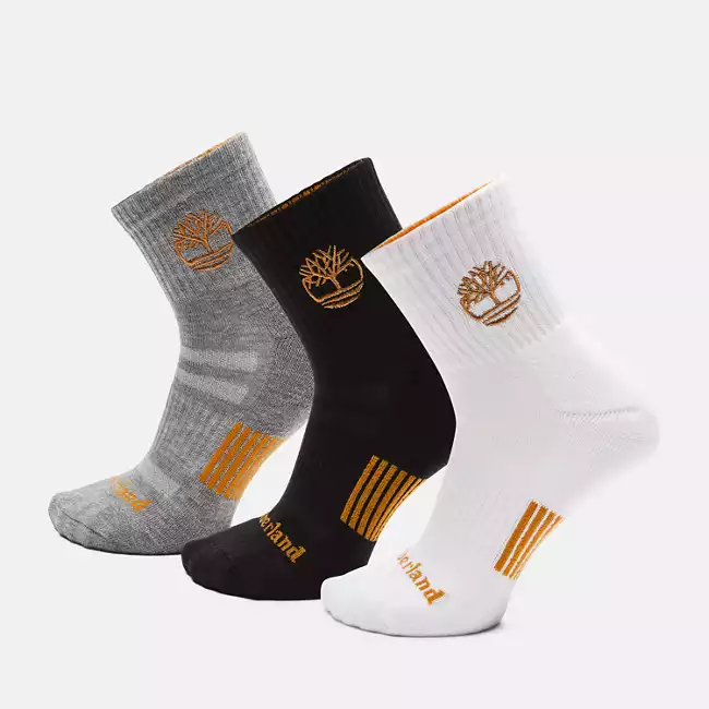 Men's Newmarket Village 3-Pack Yellow Boot Logo Shortie Crew Socks