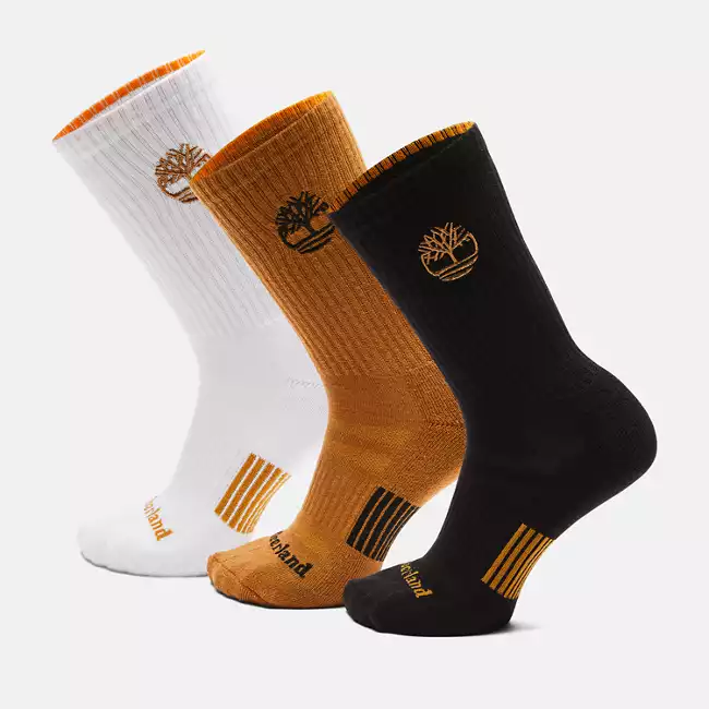 Men's Newmarket Village 3-Pack Yellow Boot Logo Crew Sock