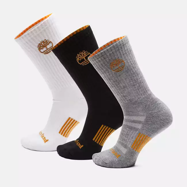Men's Newmarket Village 3-Pack Yellow Boot Logo Crew Socks