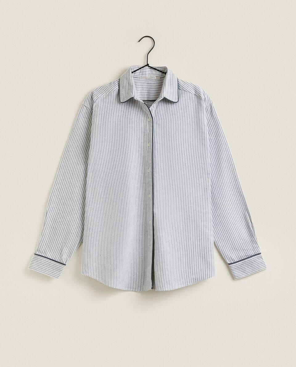 STRIPED FLANNEL PYJAMA TOP