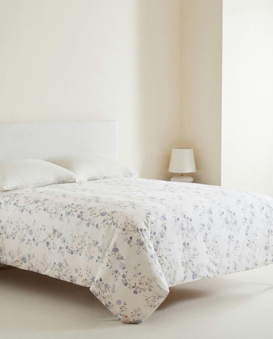 BLUE FLORAL PRINT DUVET COVER