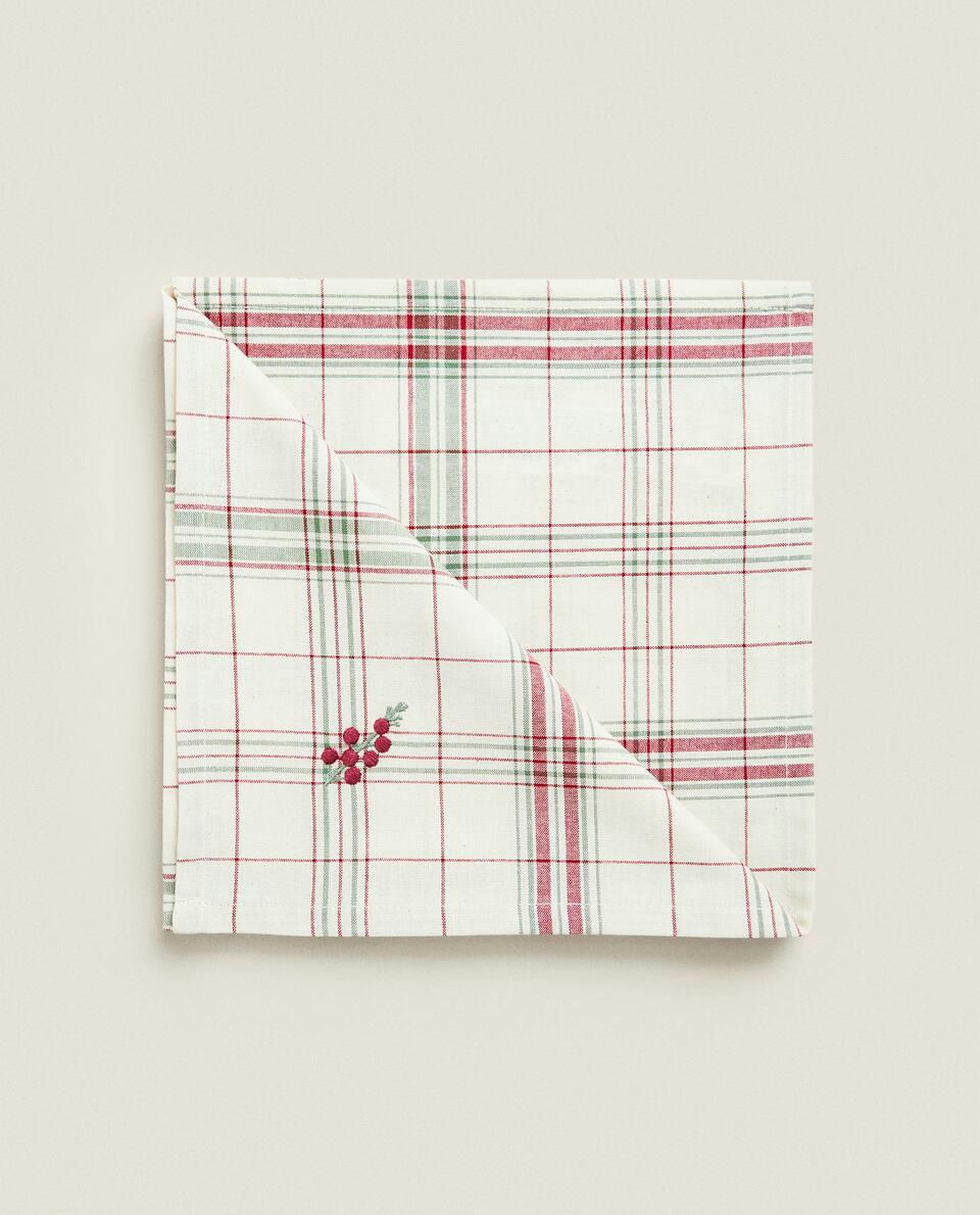 PACK OF CHECK NAPKINS WITH CHRISTMAS STRIPES (PACK OF 2)