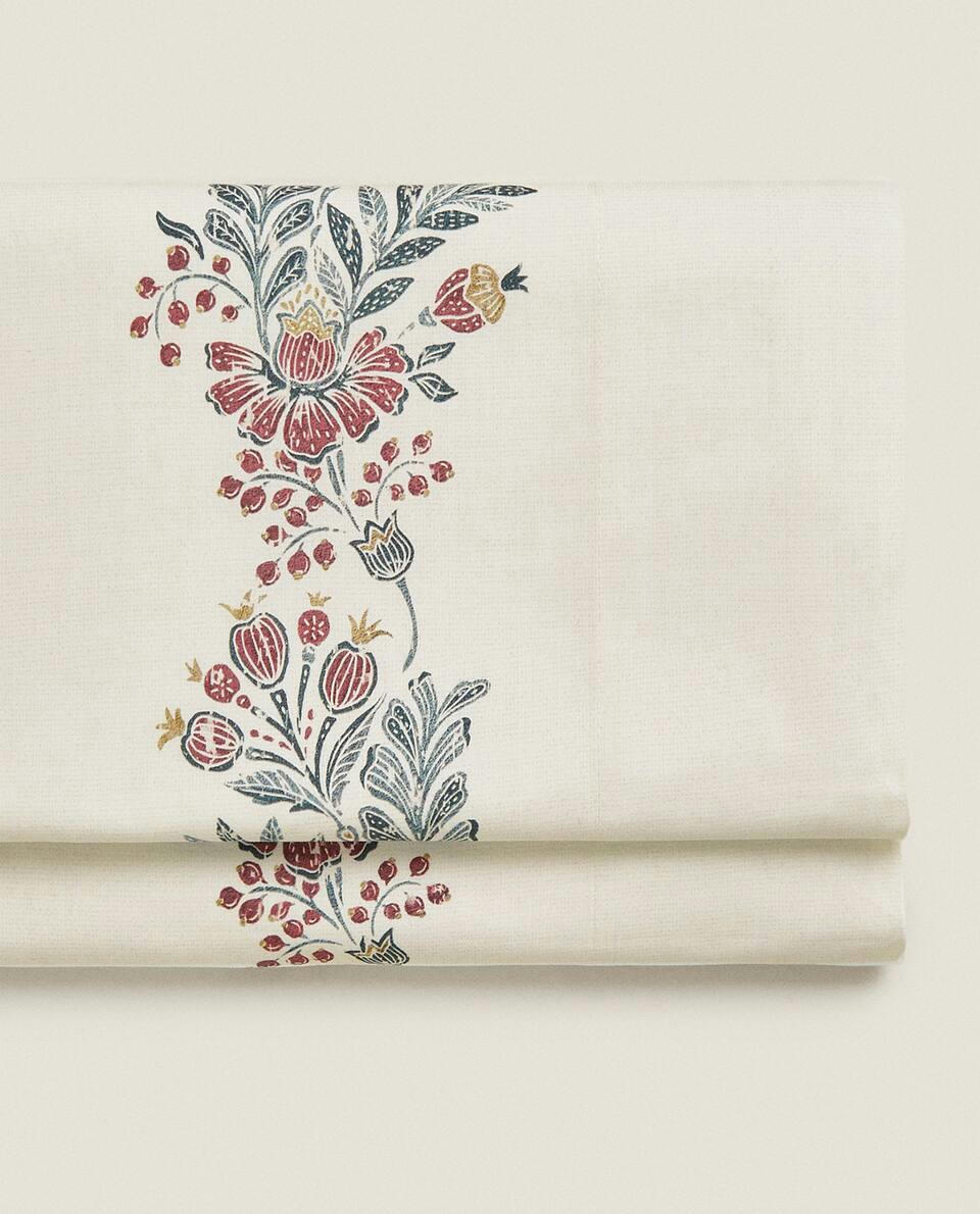 COTTON FLAT SHEET WITH CHRISTMAS BORDER