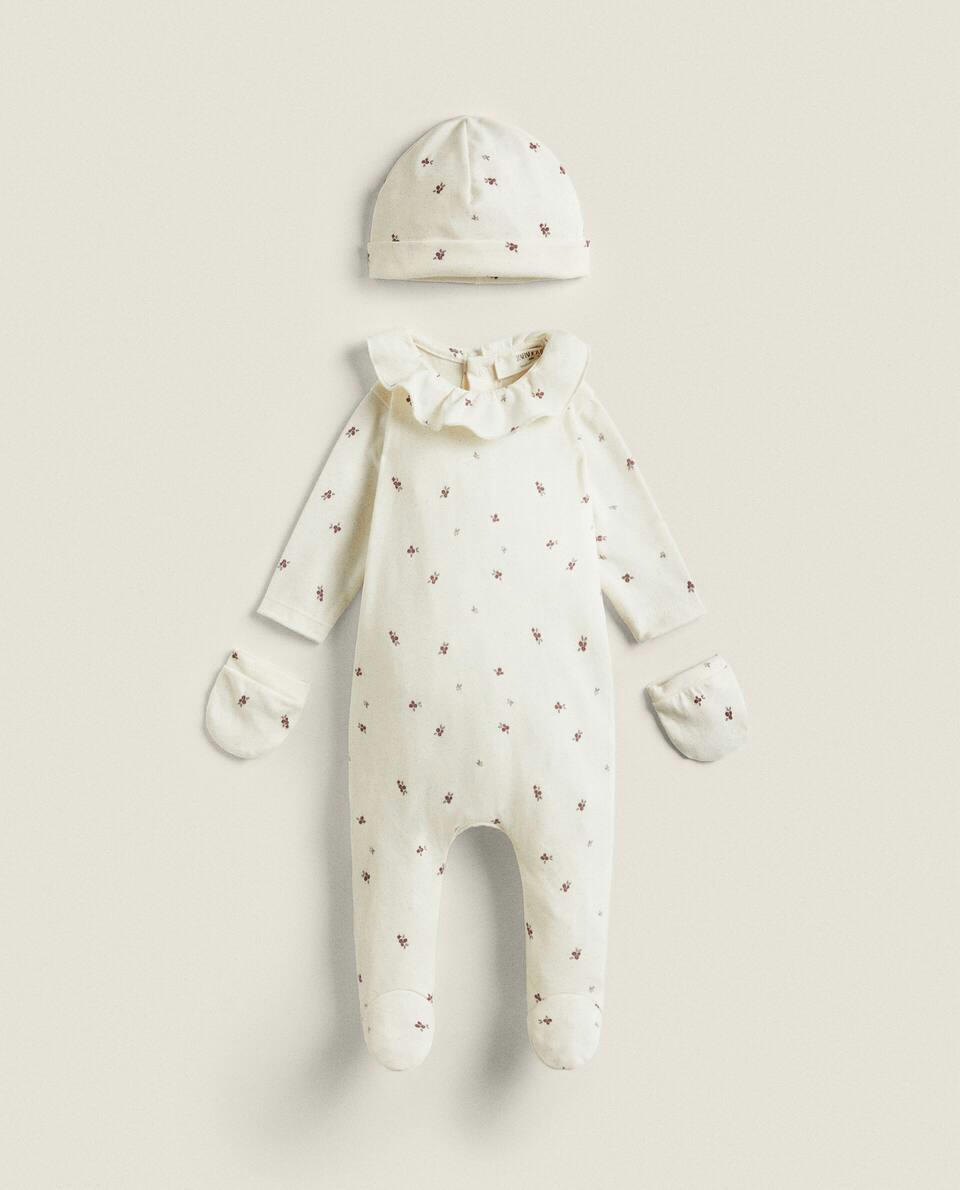 FLORAL PRINT NEWBORN BABY SET