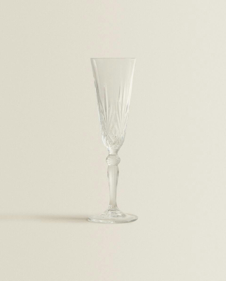 ENGRAVED CRYSTALLINE FLUTE GLASS