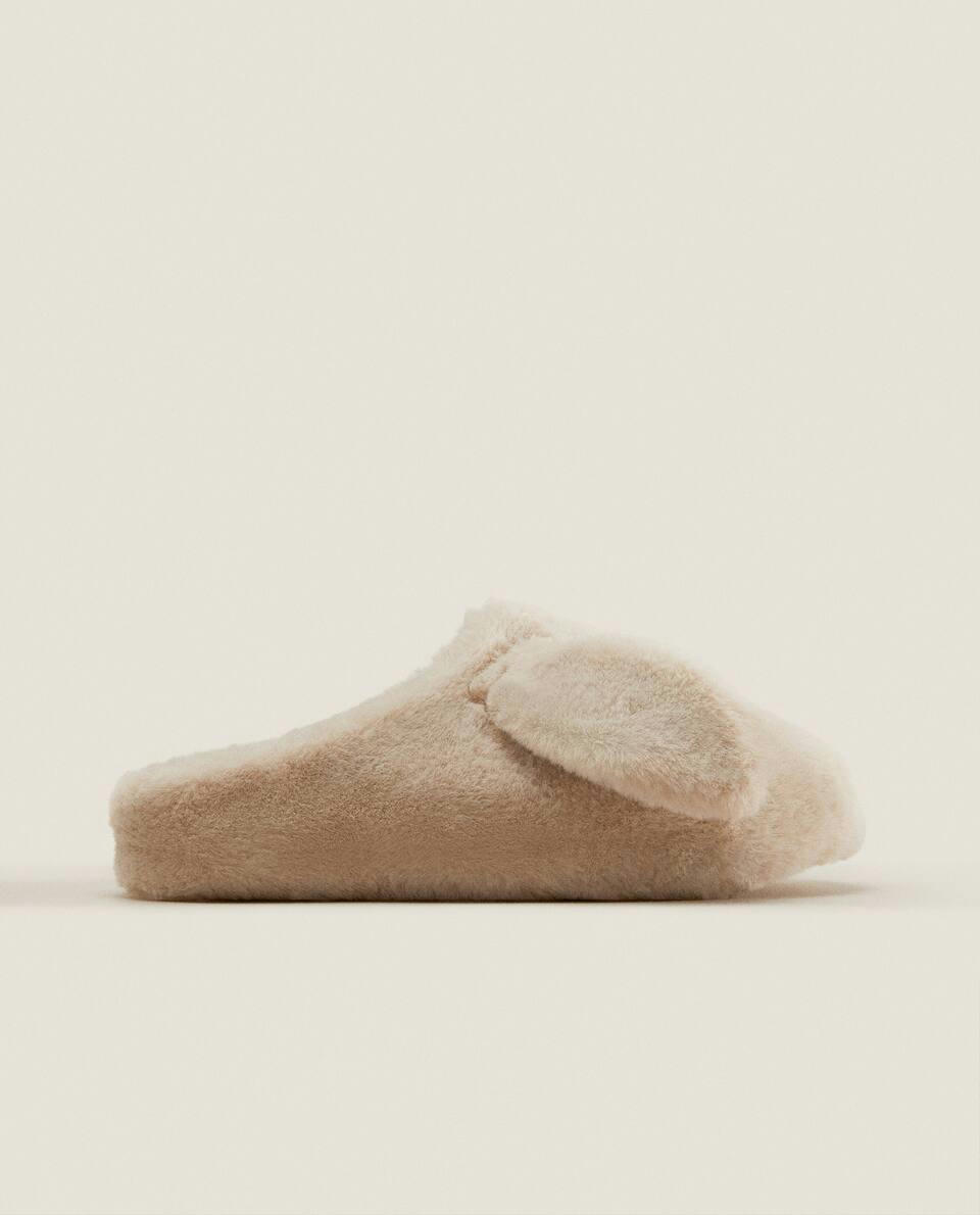 FAUX FUR BUNNY MULE SLIPPERS