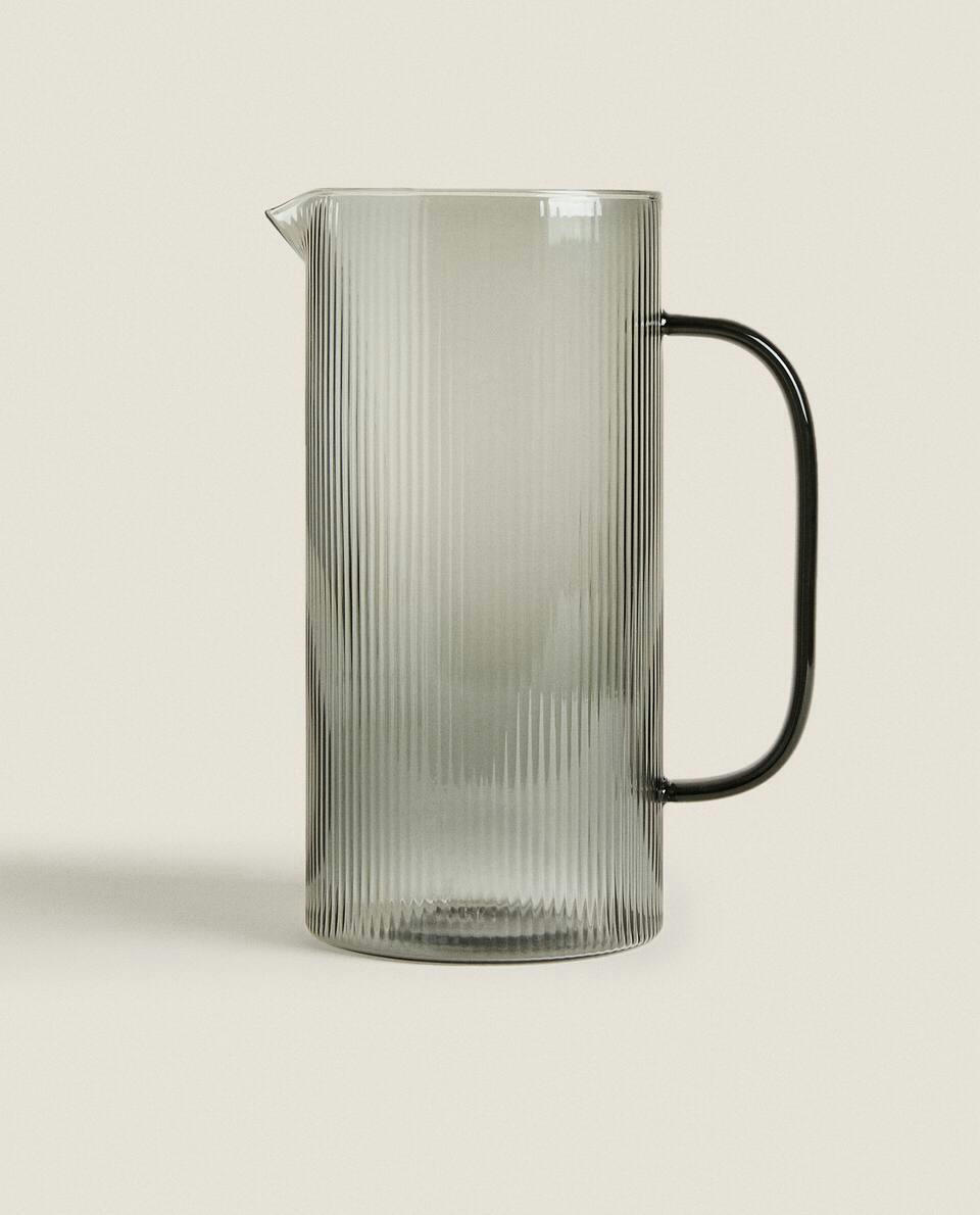BOROSILICATE GLASS JUG WITH LINE DESIGN