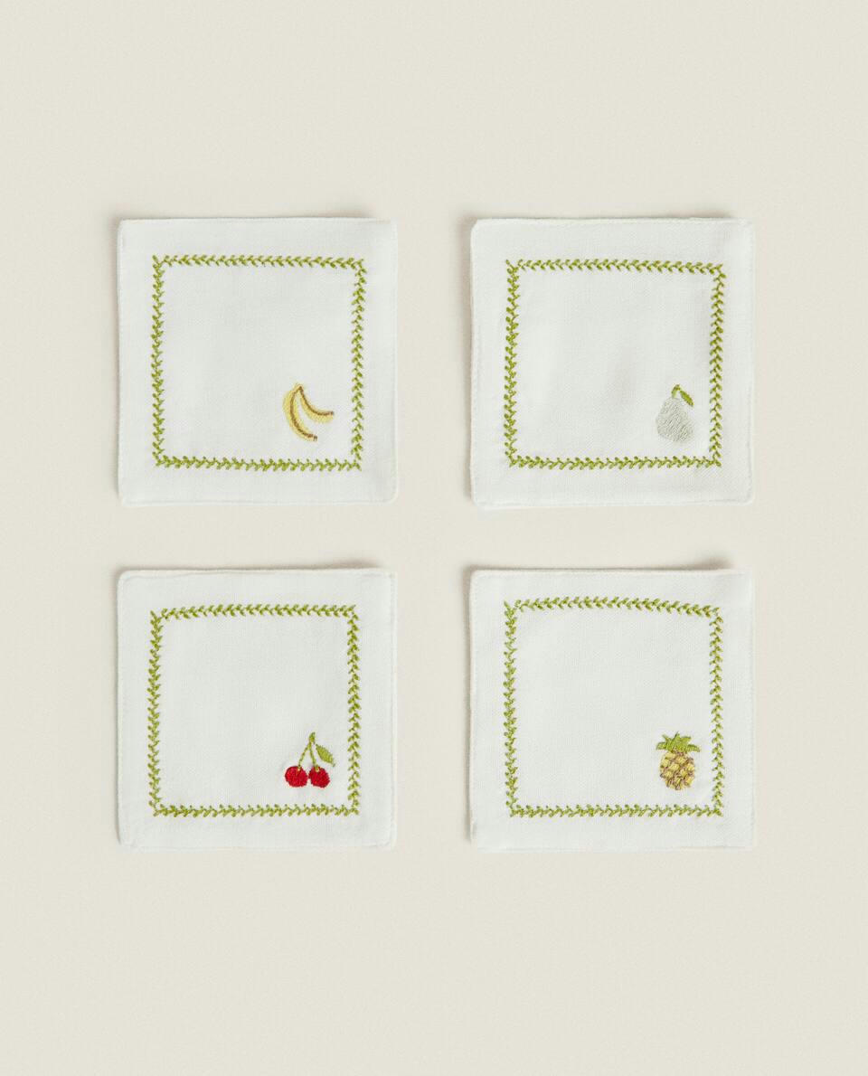 EMBROIDERED COTTON COASTERS