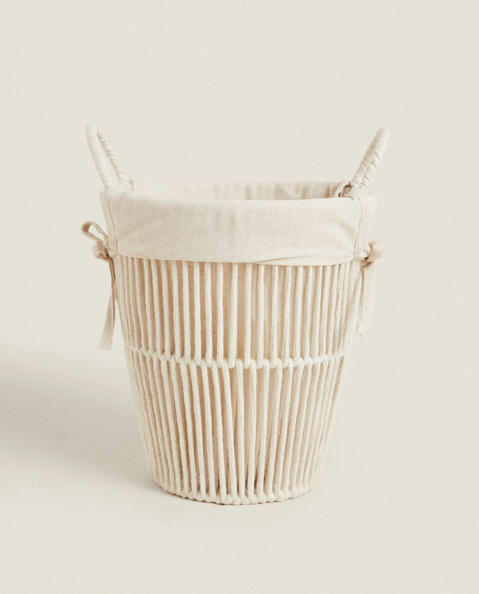 COTTON LINED WASTEPAPER BASKET