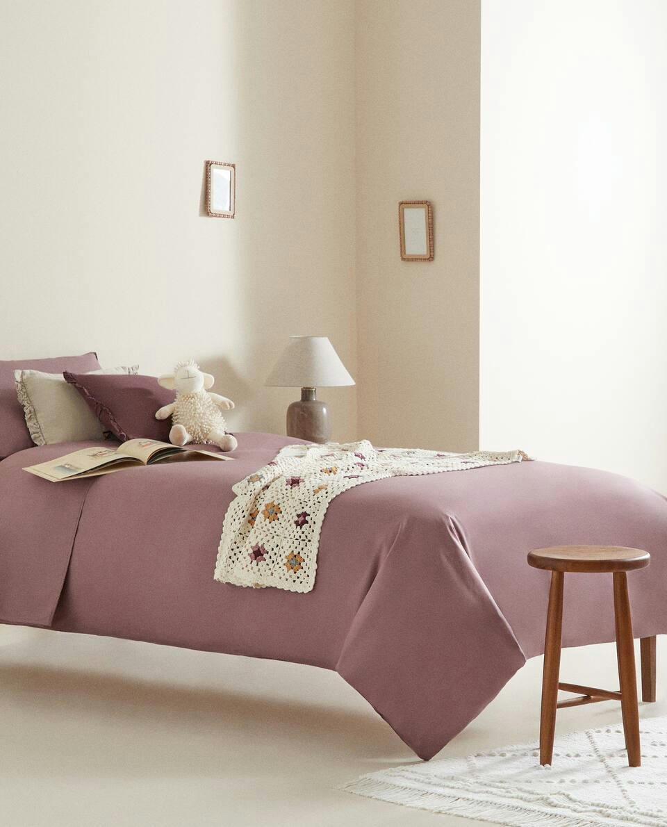 CHILDREN'S TOPSTITCHED COTTON DUVET COVER