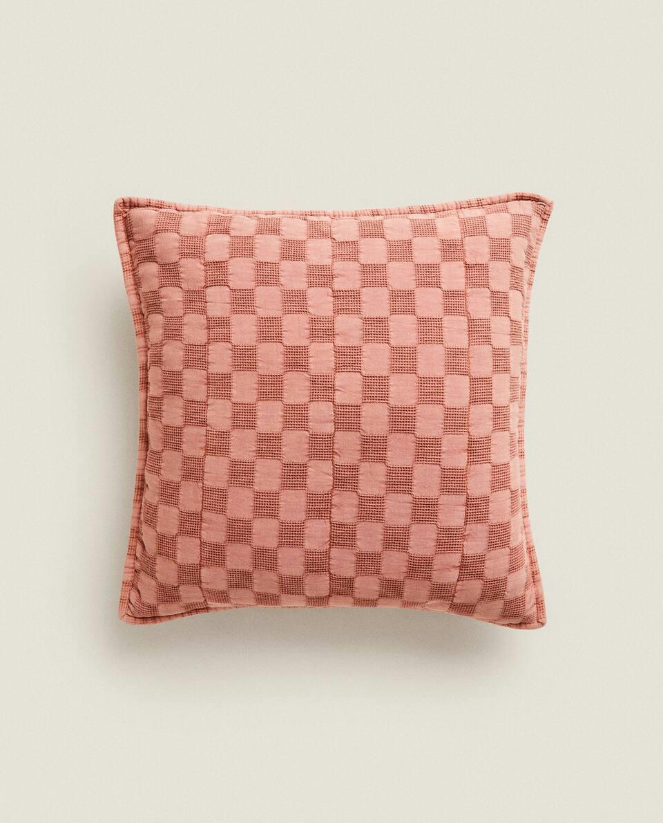 WAFFLE-KNIT CUSHION COVER