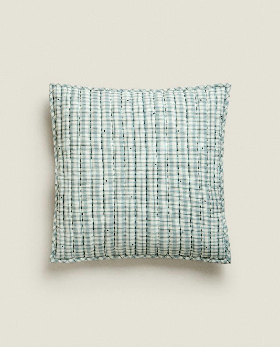 CHILDREN’S CHECKED CHRISTMAS CUSHION COVER