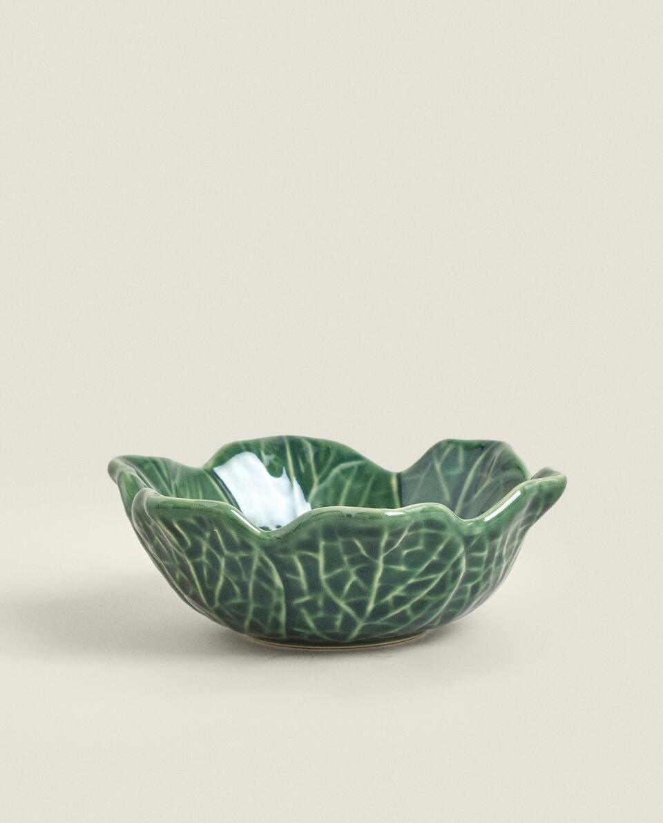 LEAF TRIM EARTHENWARE BOWL
