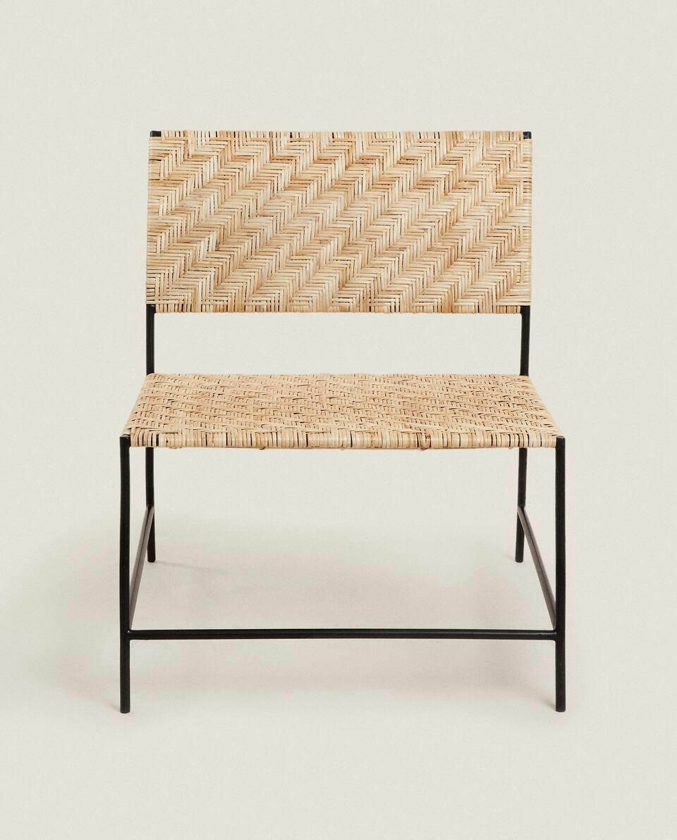 WOVEN RATTAN METAL CHAIR