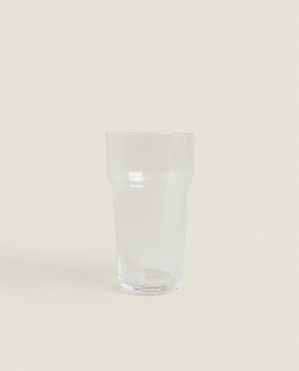 GLASS SOFT DRINK TUMBLER WITH LINE DESIGN