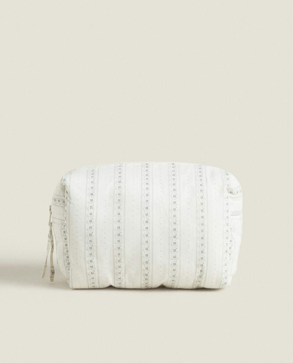 COTTON TOILETRY BAG WITH BORDER