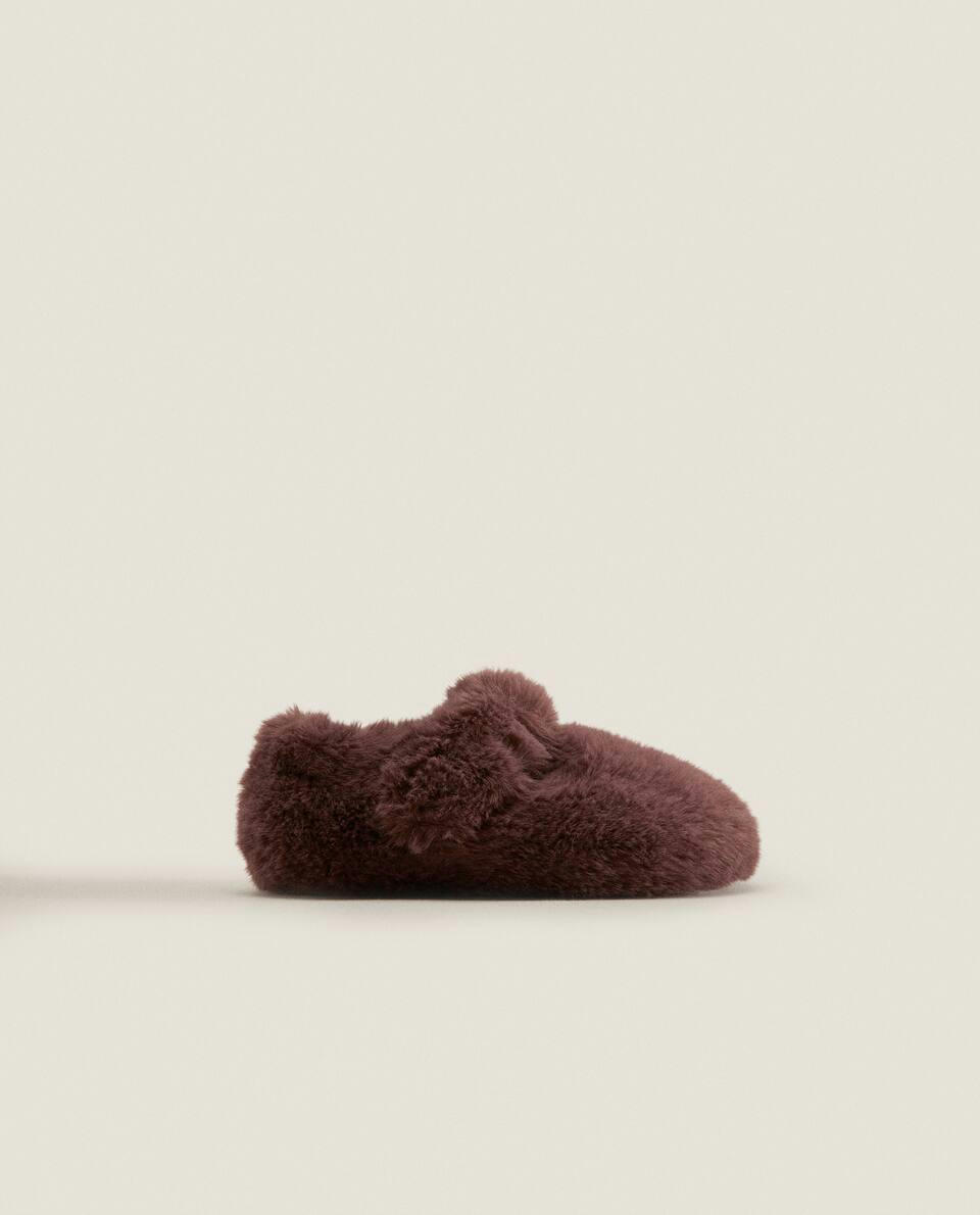 FAUX FUR BALLERINA SLIPPERS