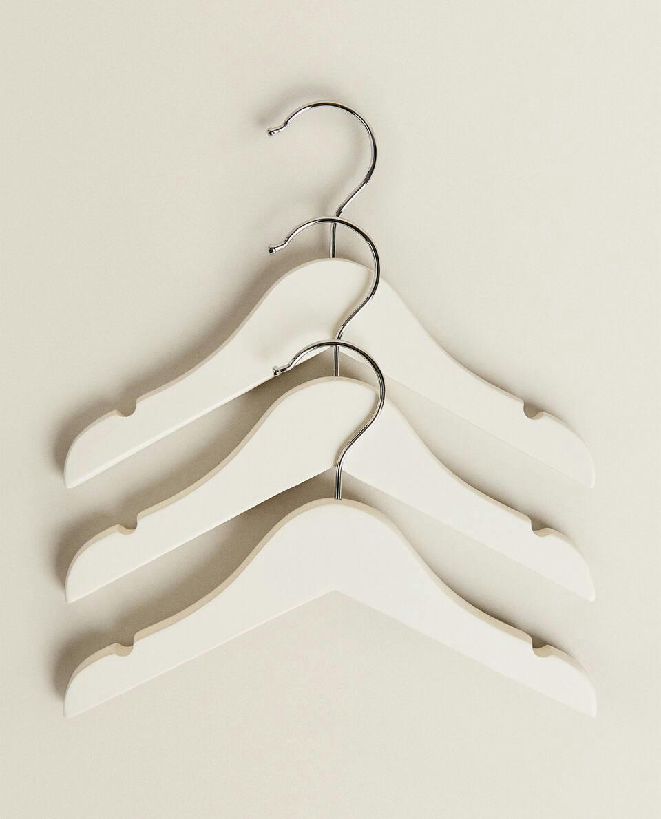 OYSTER WHITE WOODEN BABY HANGER (PACK OF 3)