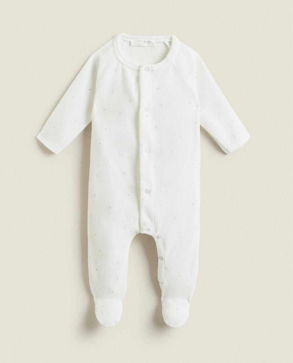 VELOUR POLKA DOT ROMPER