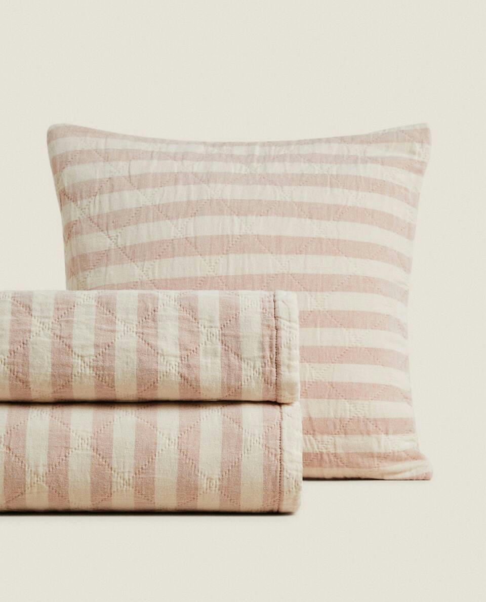 DYED THREAD STRIPED BEDSPREAD