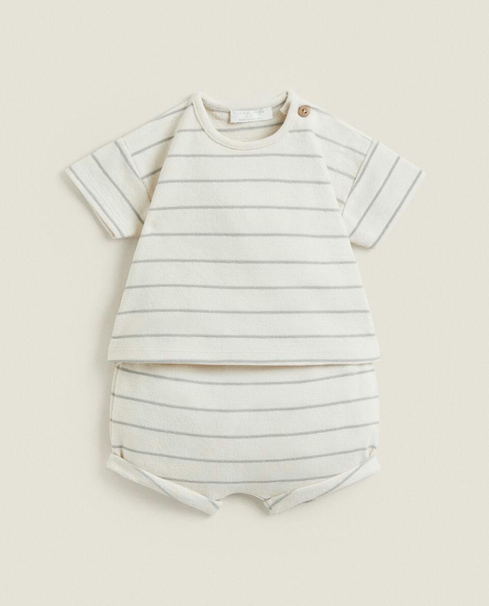 STRIPED COTTON JERSEY SET