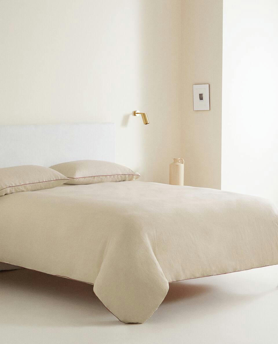 LINEN CHRISTMAS DUVET COVER WITH PIPING