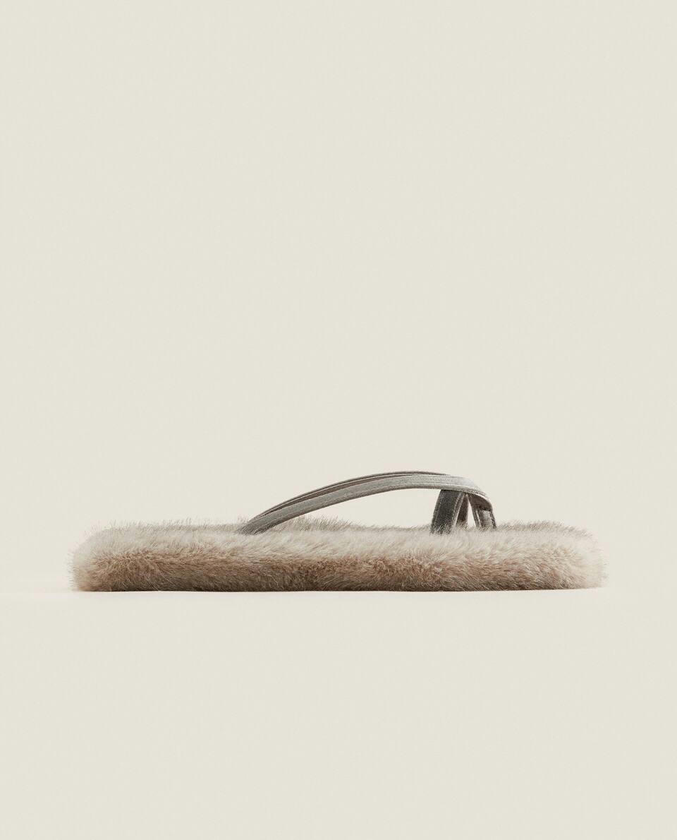 FAUX FUR SANDAL SLIPPERS