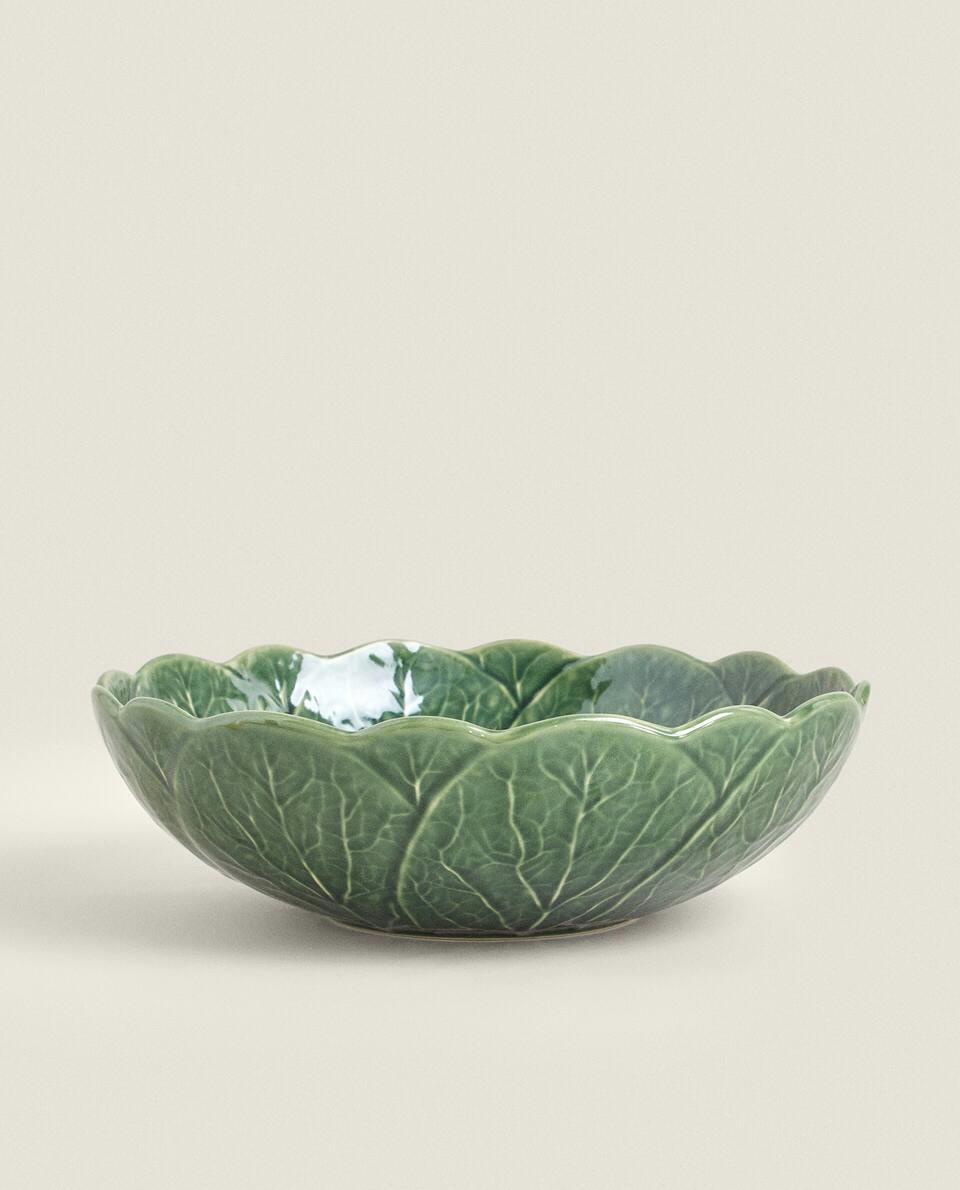 LEAF TRIM EARTHENWARE SALAD BOWL