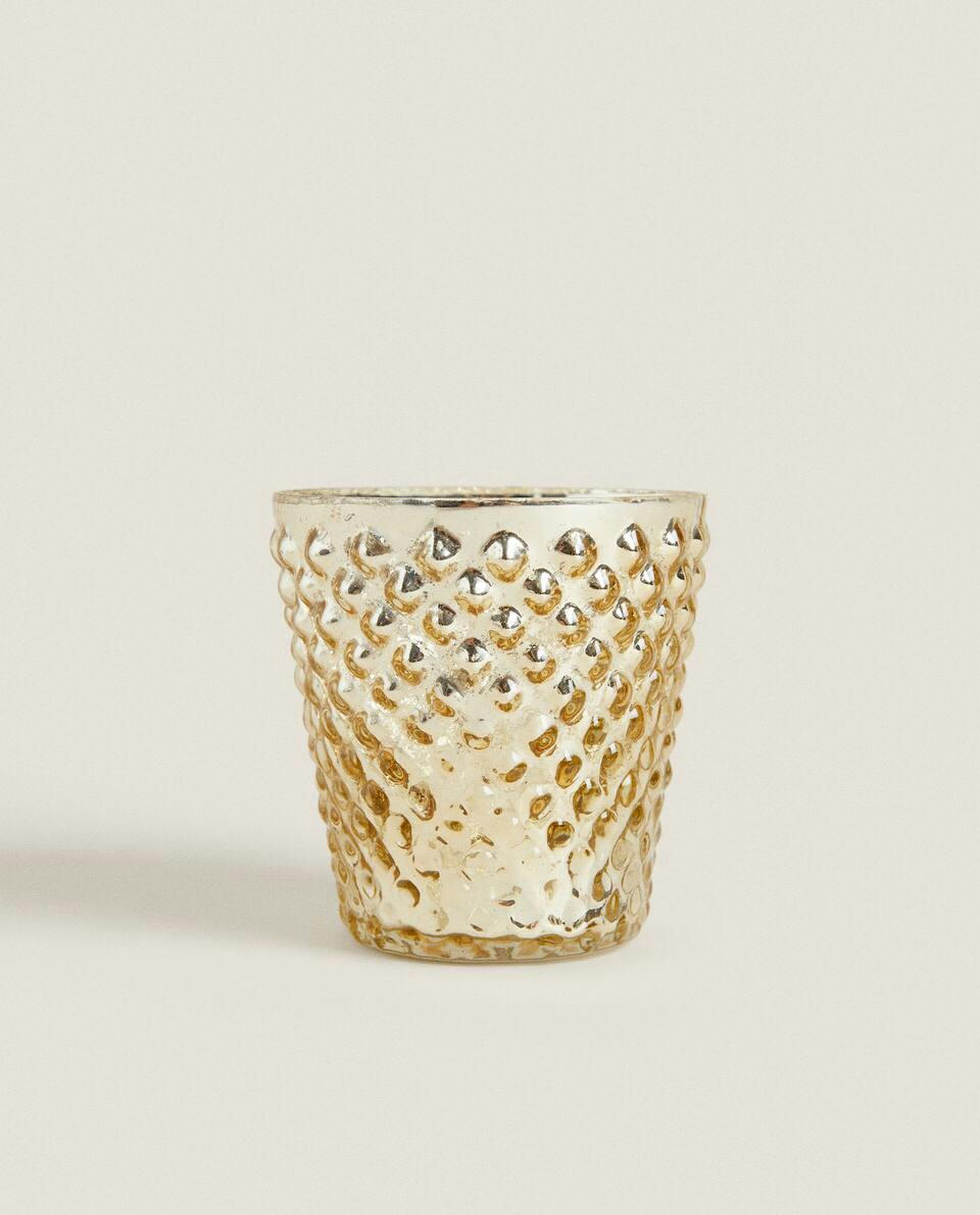 CHRISTMAS MERCURISED GLASS TEALIGHT HOLDER