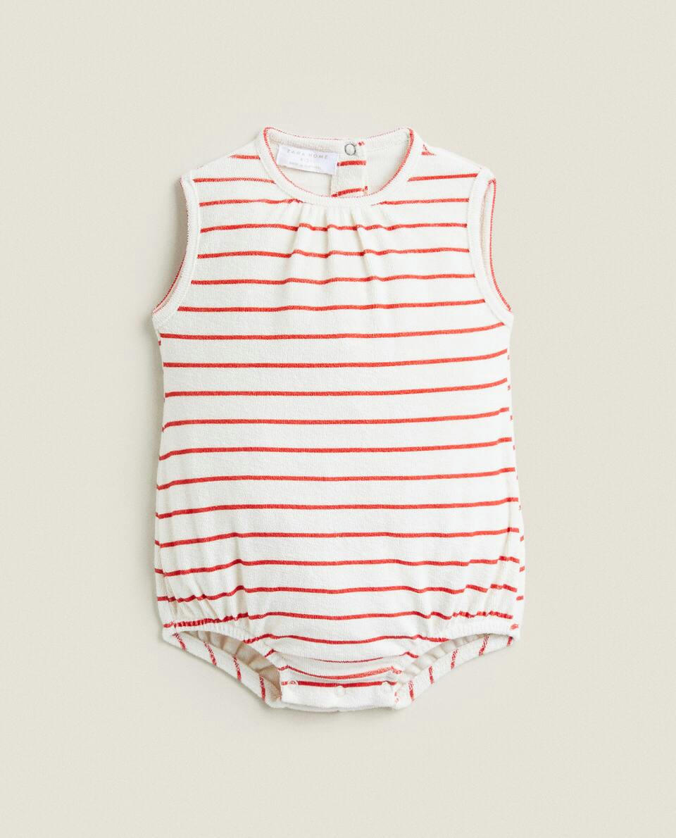 STRIPED TERRY BODYSUIT