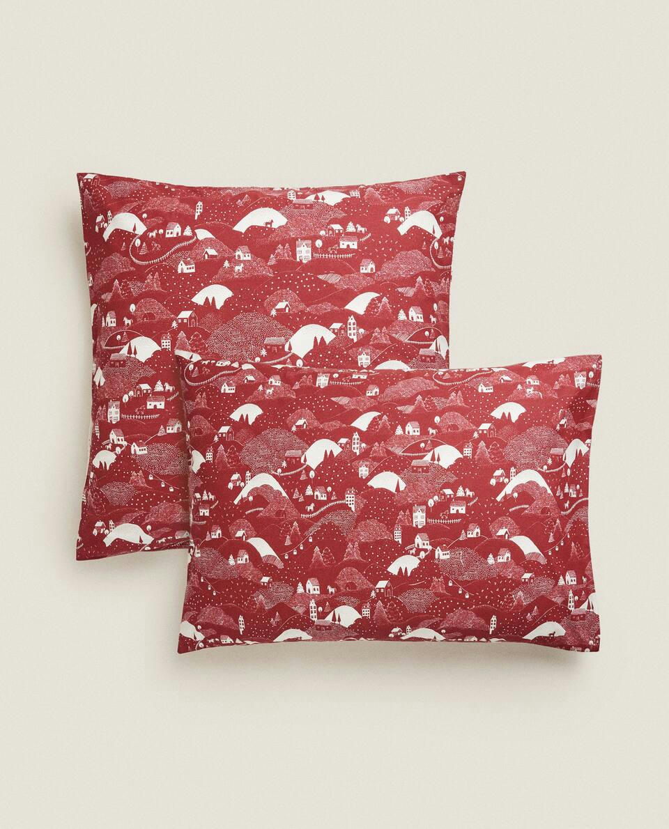 CHILDREN'S CHRISTMAS LANDSCAPE COTTON PILLOWCASE