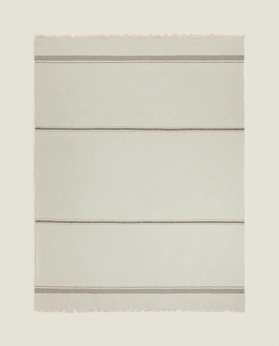 STRIPED COTTON-LINEN BLANKET