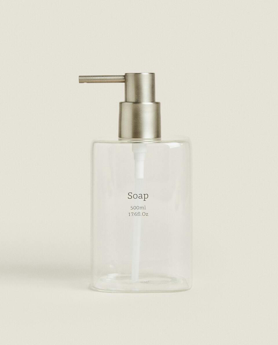 BOROSILICATE GLASS BATHROOM SET WITH SLOGAN DETAIL