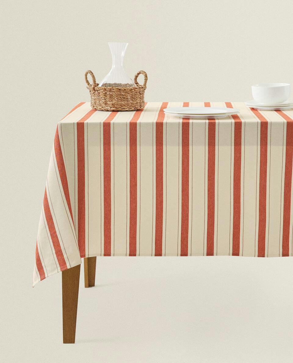 DYED THREAD STRIPED TABLECLOTH