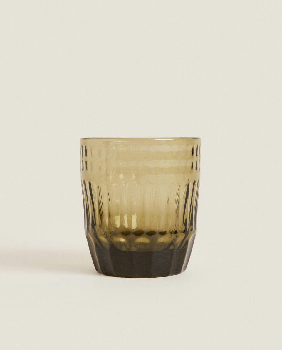 RAISED DESIGN GLASS TUMBLER