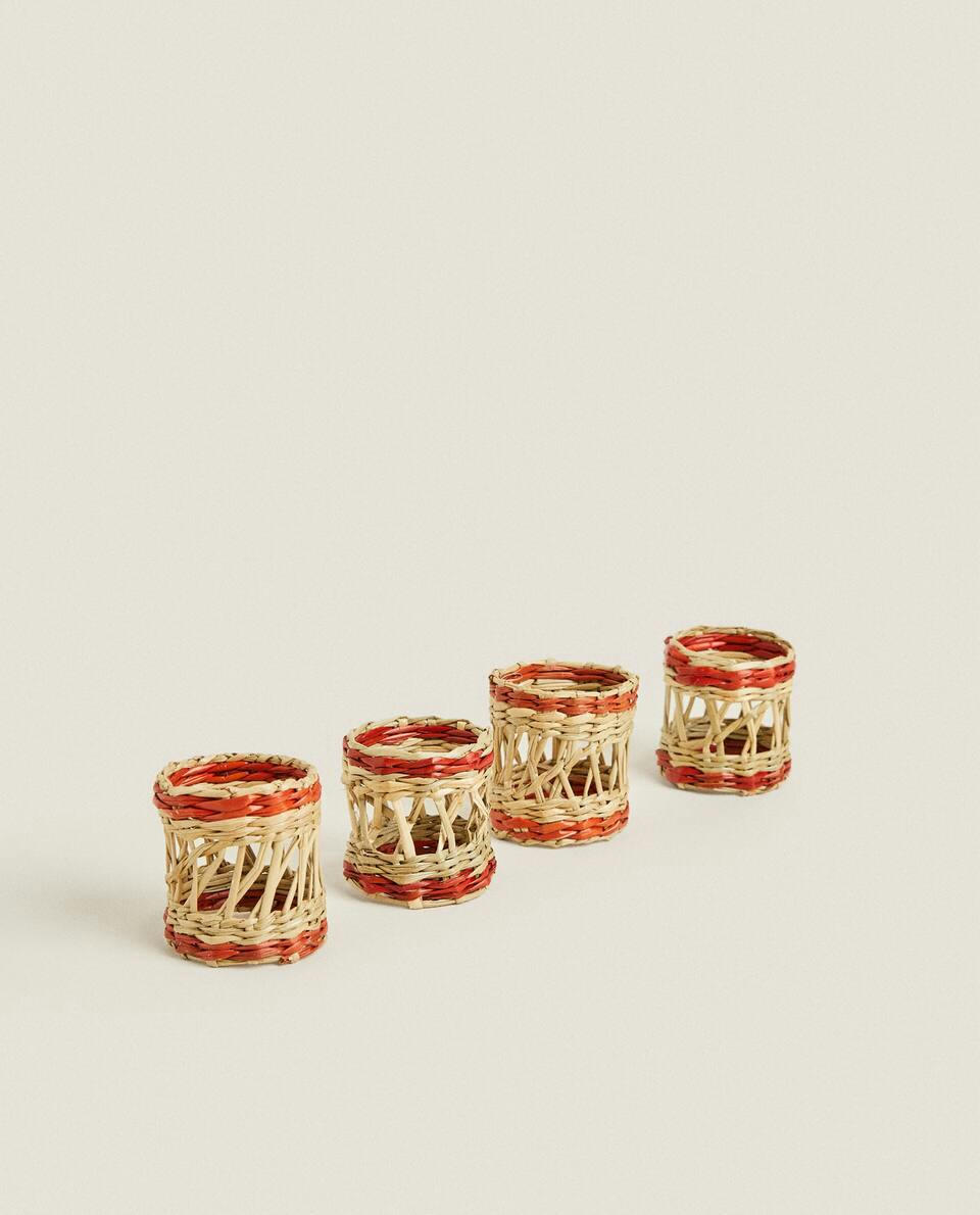 COLOURED FIBRE NAPKIN RINGS (PACK OF 4)