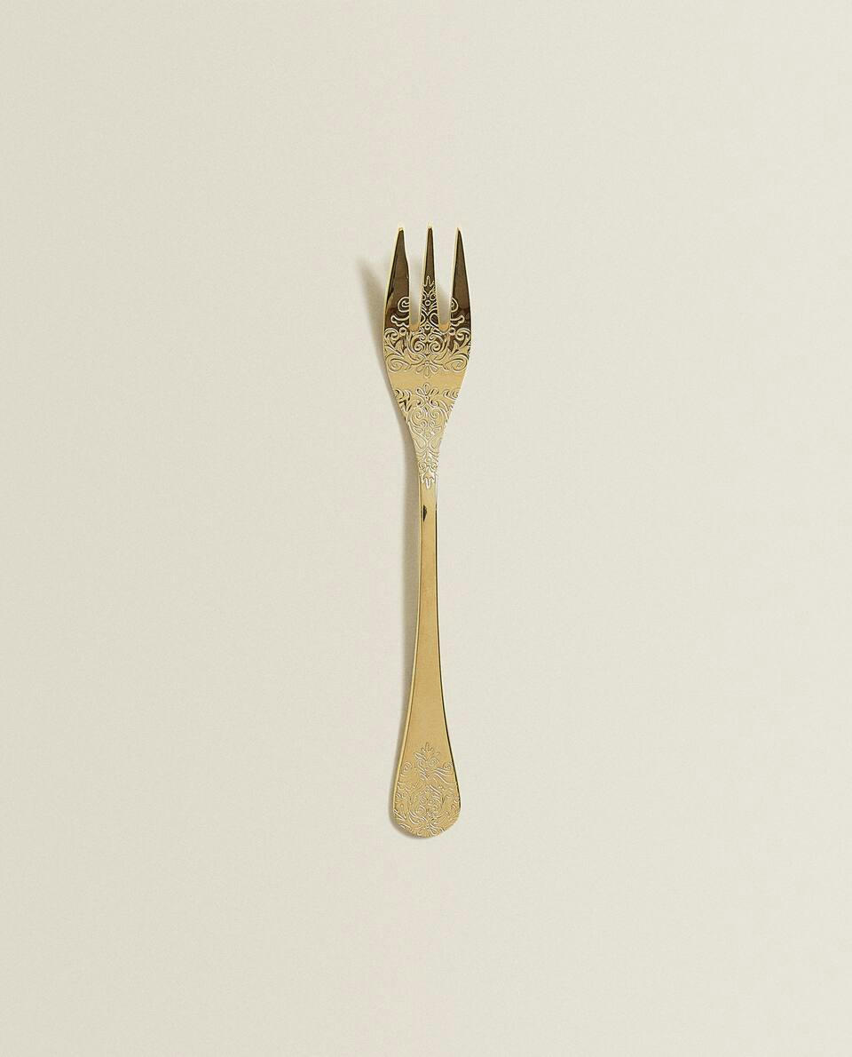 ENGRAVED GOLD BRUNCH FORK