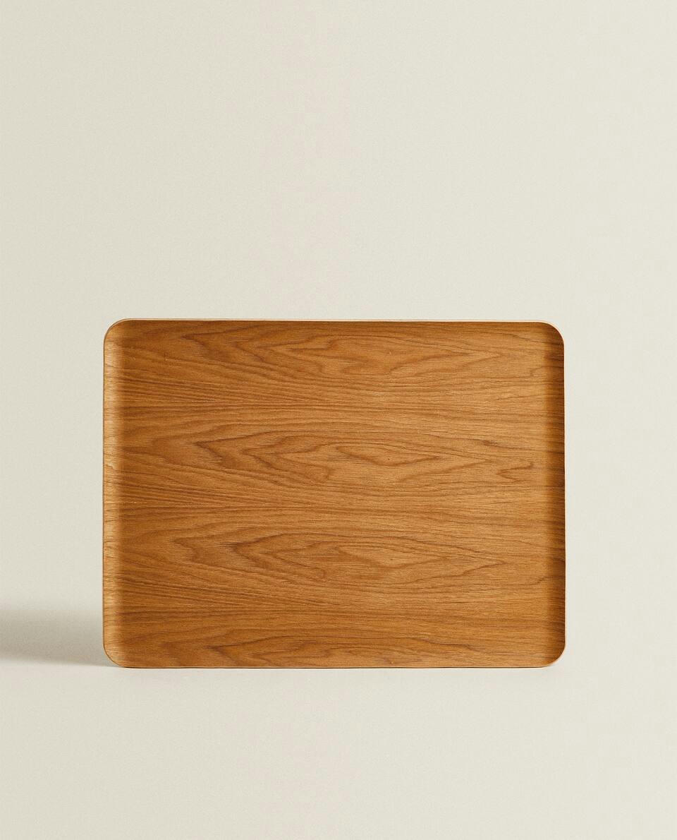 RECTANGULAR NON-SLIP WOODEN TRAY
