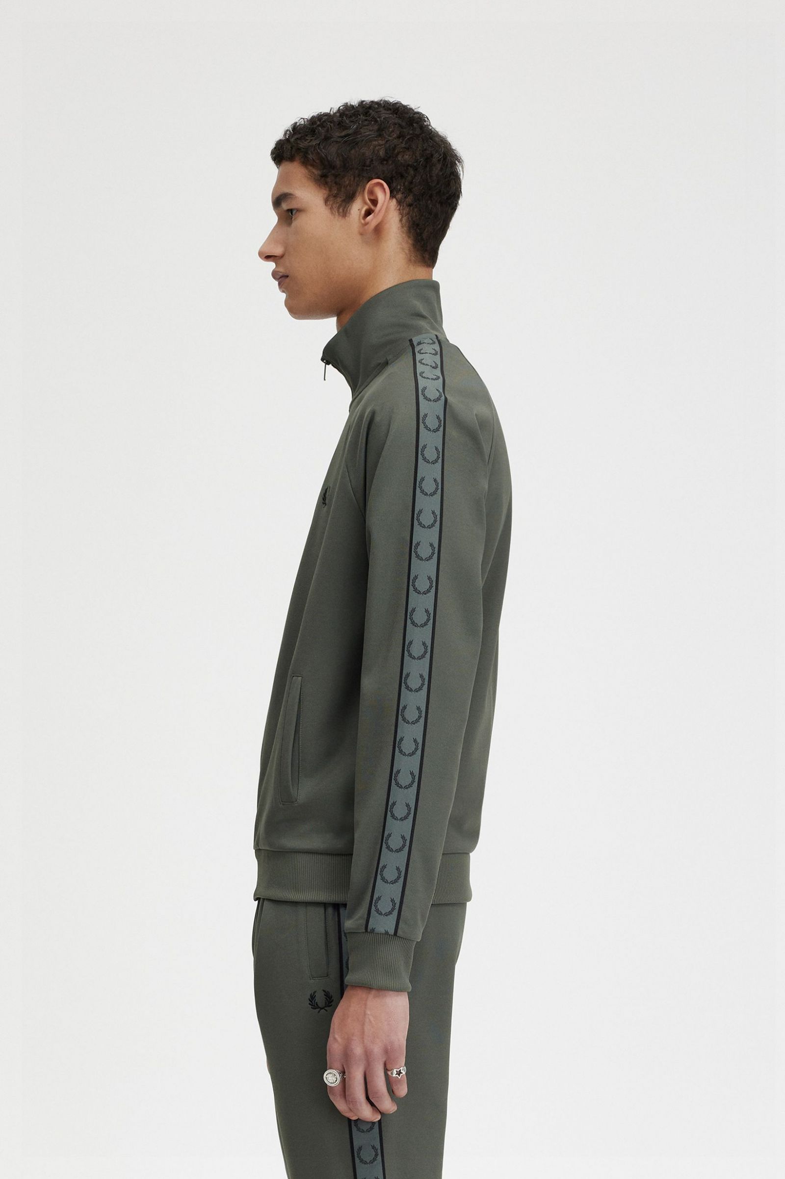 Contrast Tape Track Jacket Field Green / Black