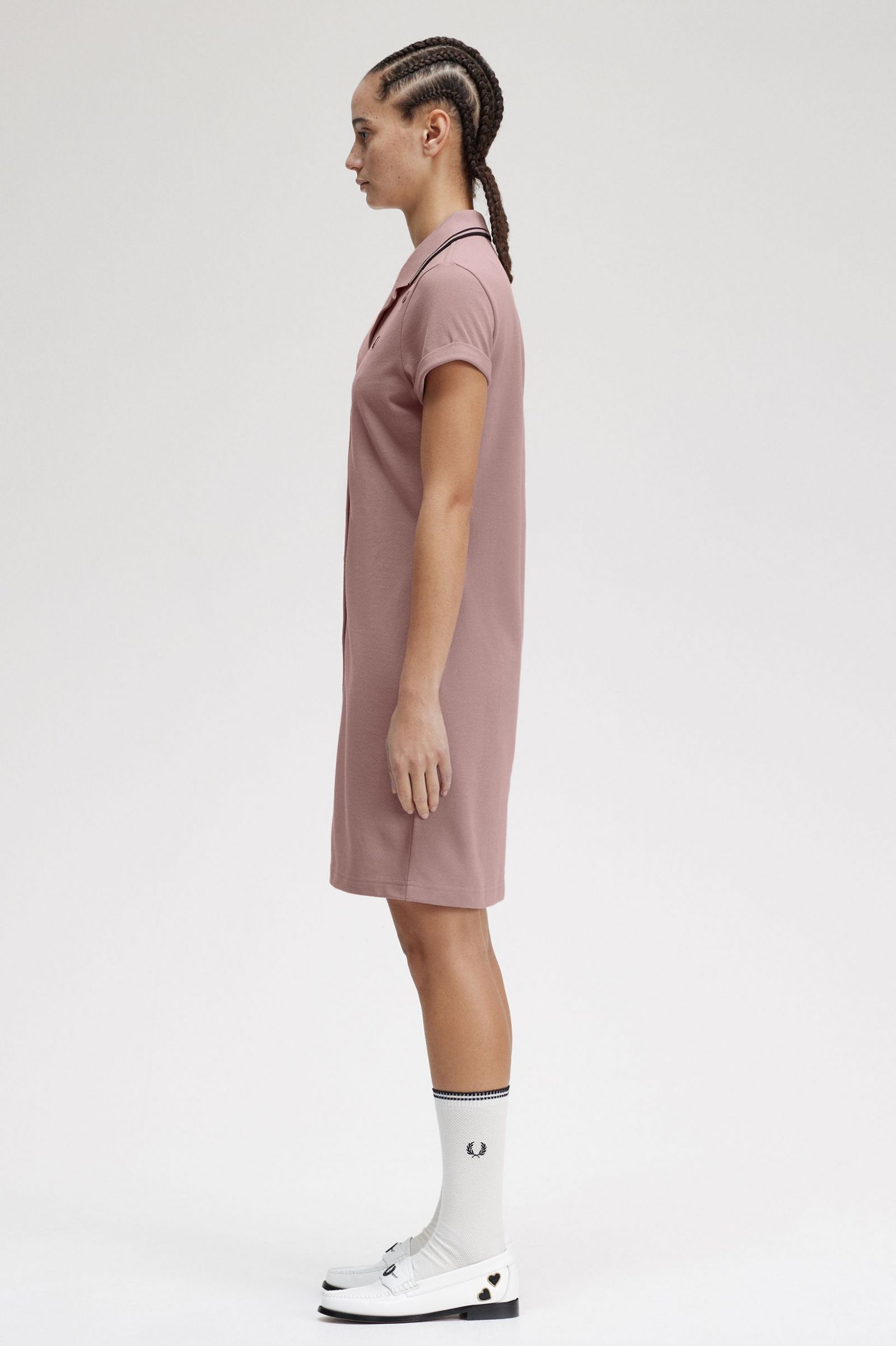 Amy Winehouse FoundationButton-Through Piqué Shirt Dress Dusty Rose Pink